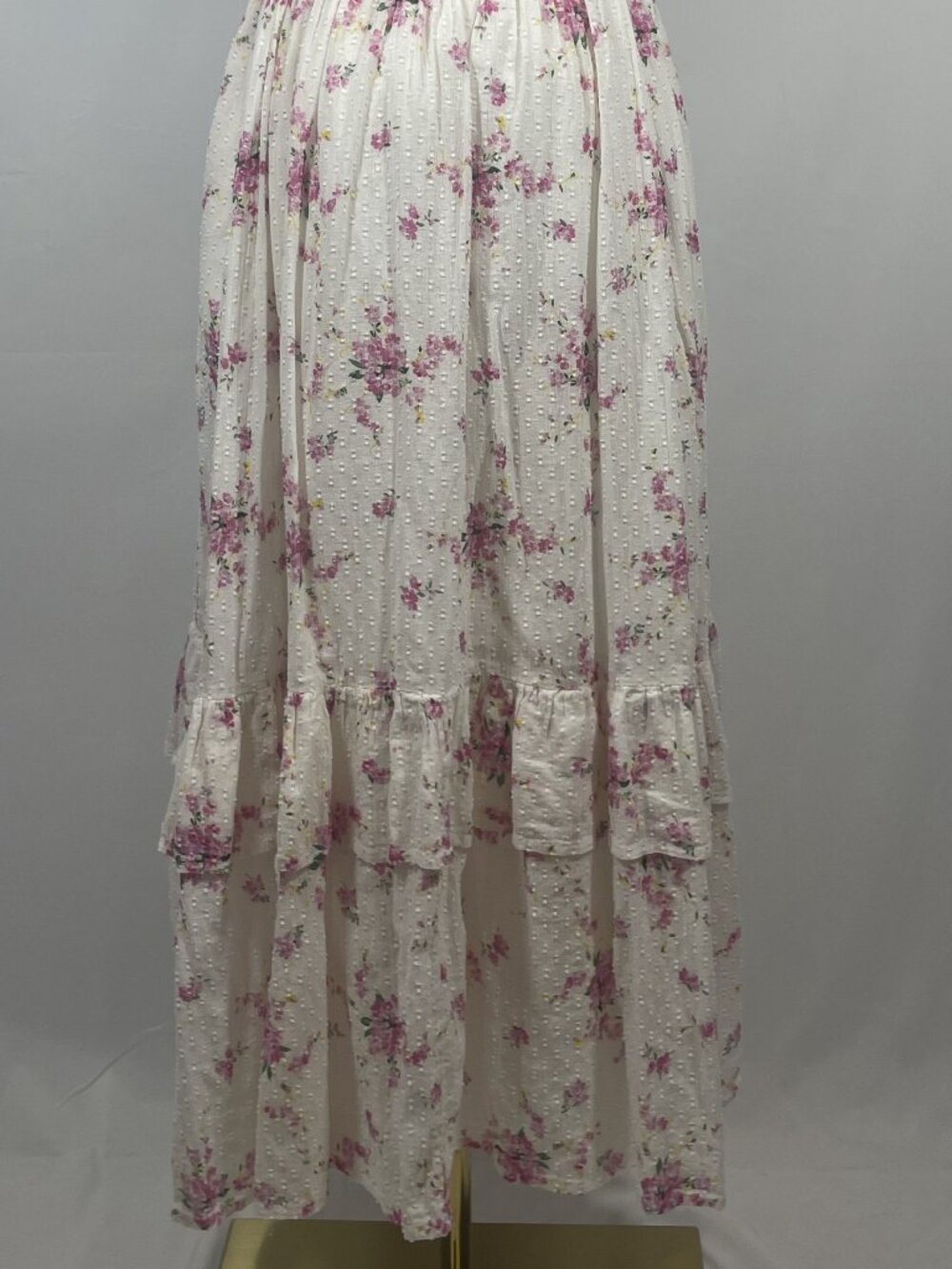 LoveShackFancy Chessie White Pink Floral Cotton Swiss Dot Maxi Dress Size S - Picture 4 of 6